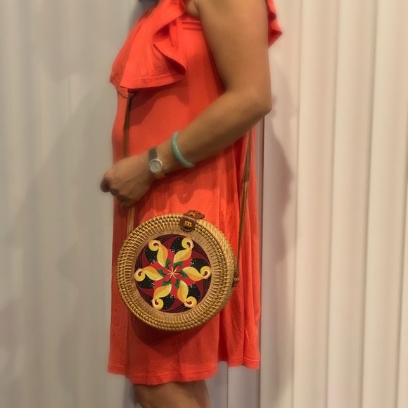 🚫SOLD🚫Rattan woven floral print bag ( Brandnew) - Picture 2 of 8